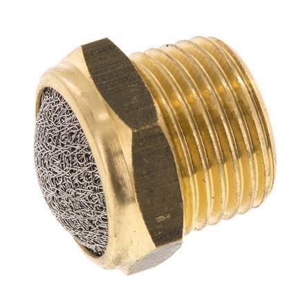 Silenciador Neumático Compacto de Latón NPT 1/2'' 1.4301 Malla Metálica [2 Piezas]