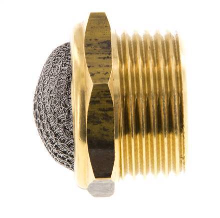 NPT 1'' Brass Compact Pneumatic Muffler 1.4301 Wire Mesh