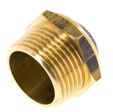 NPT 1'' Brass Compact Pneumatic Muffler 1.4301 Wire Mesh