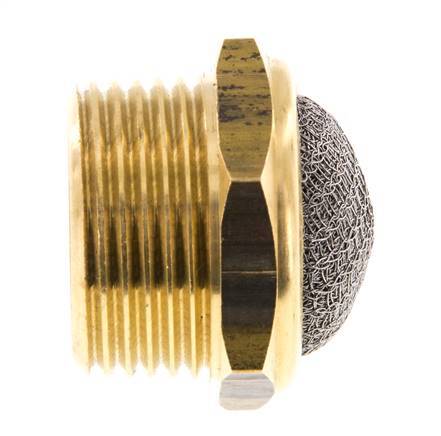 NPT 1'' Brass Compact Pneumatic Muffler 1.4301 Wire Mesh