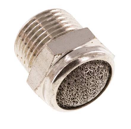 Silenciador Neumático Compacto de Latón Niquelado NPT 3/8'' Malla Metálica 1.4301 [2 Piezas]