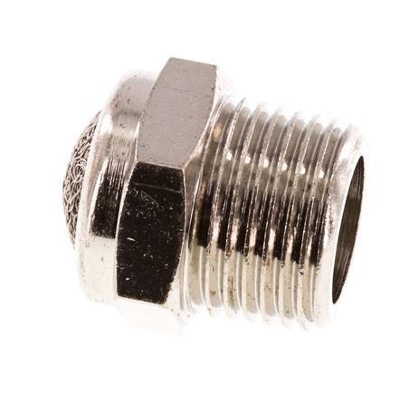 Silenciador Neumático Compacto de Latón Niquelado NPT 3/8'' Malla Metálica 1.4301 [2 Piezas]