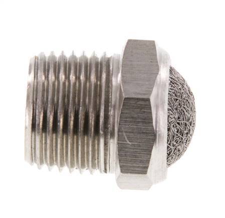 NPT 3/8'' Stainless Steel Compact Pneumatic Muffler 1.4301 Wire Mesh
