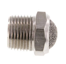 NPT 3/8'' Stainless Steel Compact Pneumatic Muffler 1.4301 Wire Mesh