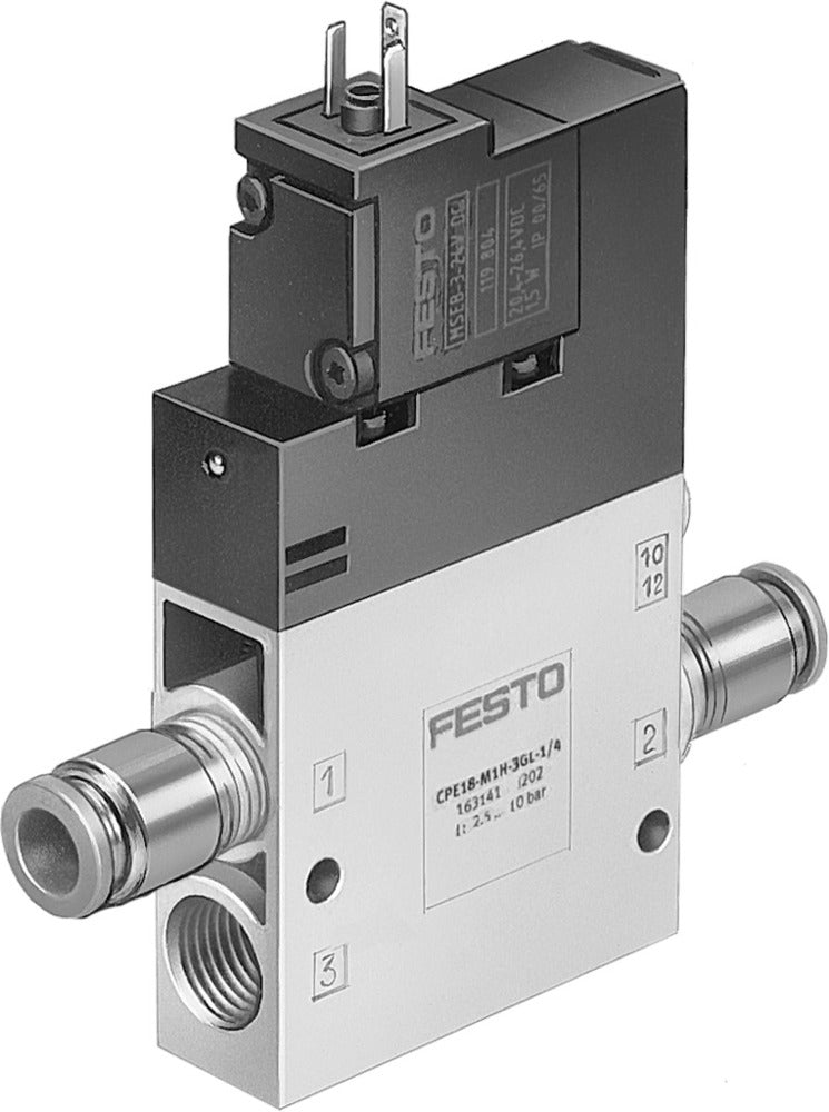 Festo 3/2 NC Monostable Air Solenoid Valve QS-10 1000l/min - 163157