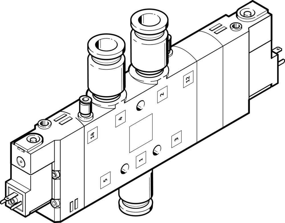 Festo 5/3 Pressurized Air Solenoid Valve QS-10 1250l/min - 170348