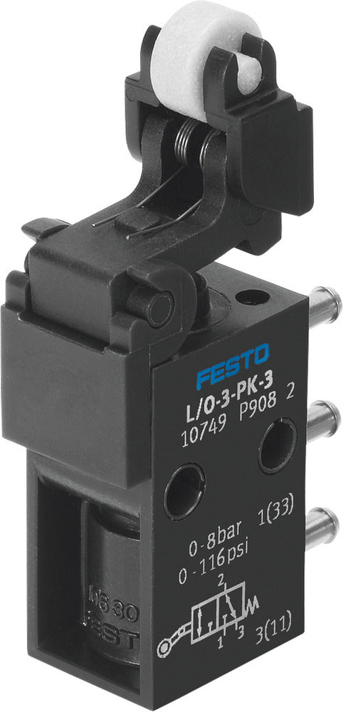 Festo 3/2 NO/NC Monostable Toggle Lever Valve With Idle Return PK-3 80l/min - 10749