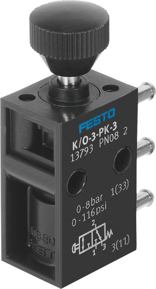 Festo 3/2 NO/NC Monostable Pushbutton Valve PK-3 80l/min - 13793