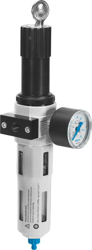 Festo Compressed Air Filter Regulator G1/4'' 0.5-7bar 1500l/min 40µm Mini - 194714