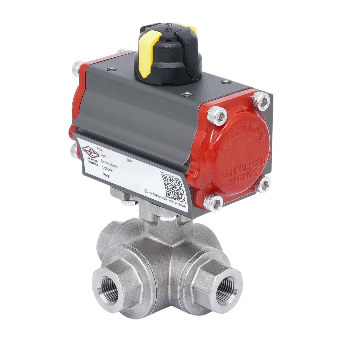 Rp 2'' T-Port 3-Way Pneumatic Stainless Steel Ball Valve Double-acting