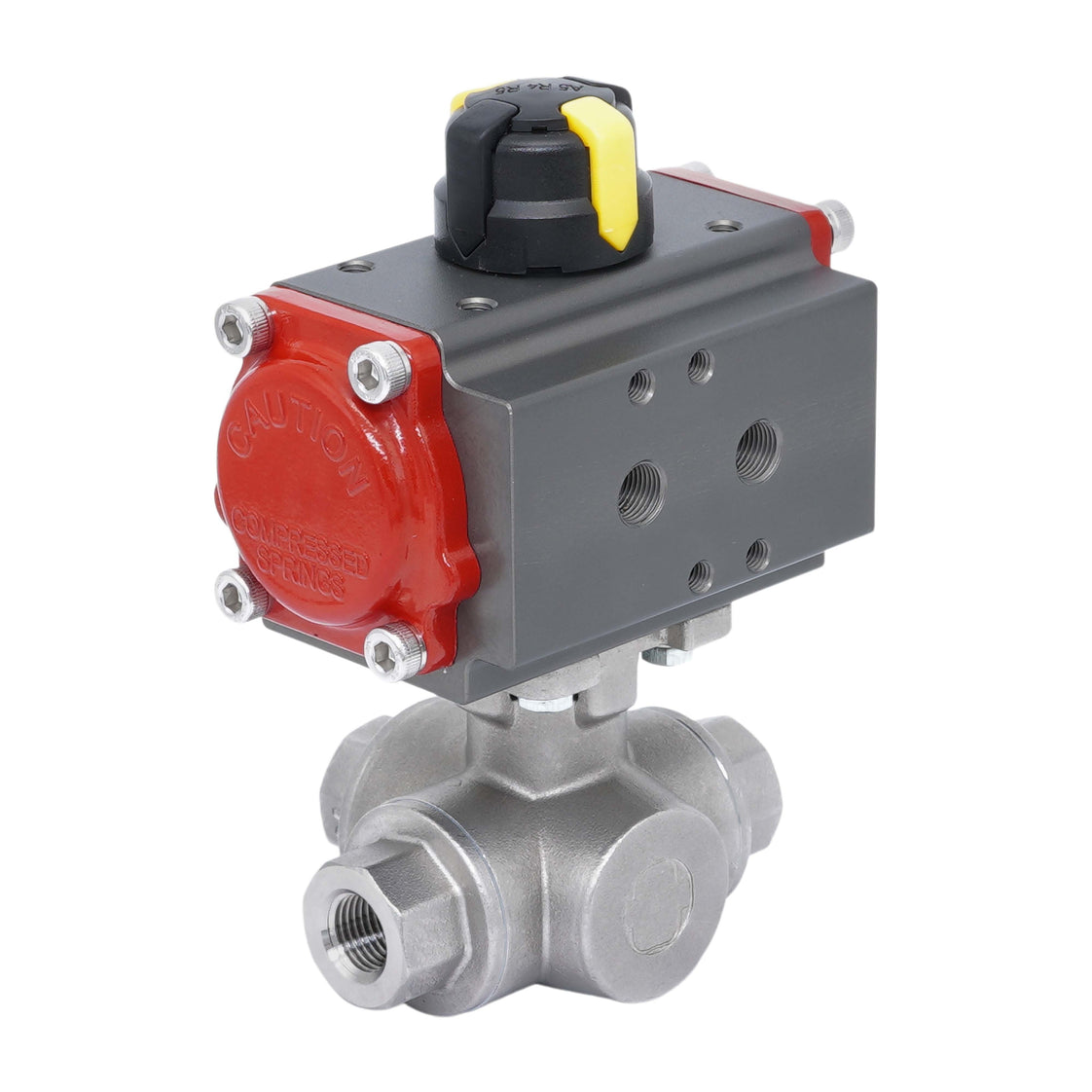 Rp 1-1/2'' L-Port 3-Way Pneumatic Stainless Steel Ball Valve Double-acting
