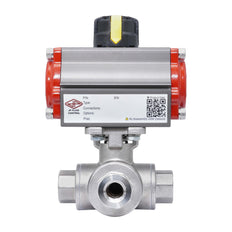 Rp 1-1/2'' T-Port 3-Way Pneumatic Stainless Steel Ball Valve Spring-closing