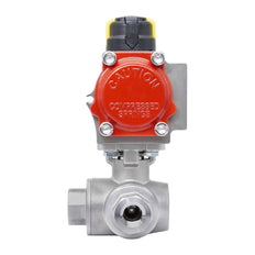 Rp 2'' T-Port 3-Way Pneumatic Stainless Steel Ball Valve Spring-opening