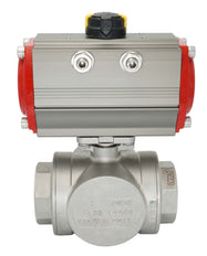 3-Way Pneumatic Ball Valve G3/8'' L-bore Brass Spring Closing