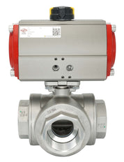 3-Way Pneumatic Ball Valve G1/4'' L-bore Brass Double Acting