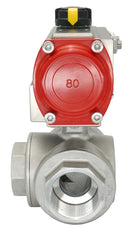 3-Way Pneumatic Ball Valve G3/4'' L-bore Brass Double Acting