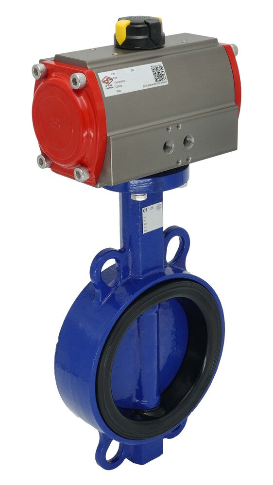 Pneumatic Butterfly Valve DN150 (6 inch) Wafer Cast Iron Stainless Steel EPDM Spring Closing