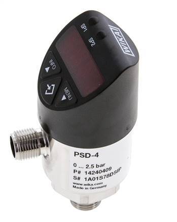 0 a 1,6bar Acero inoxidable Presostato electrónico Wika G1/4'' 1VDC IO-Link Conector M12 de 4 pines