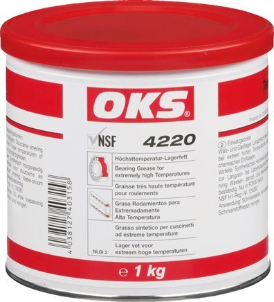 Grasa para rodamientos para temperaturas extremas Grado alimenticio 1kg OKS 4220