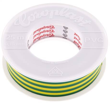 Electrical Insulation Tape VDE-tested 25mm/25m Green/Yellow