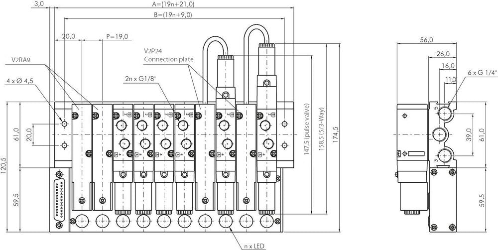 8x Multipole-Connector YPC SF2000 Valves 24VDC