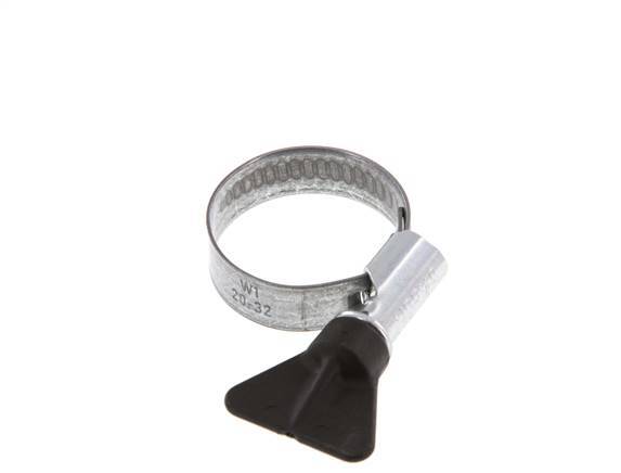 20 - 32 mm Hose Clamp with a Galvanised Steel 12 mm band With Butterfly Handle - Norma [5 Pieces]