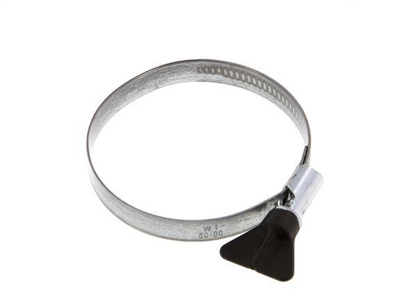 60 - 80 mm Hose Clamp with a Galvanised Steel 12 mm band With Butterfly Handle - Norma [5 Pieces]
