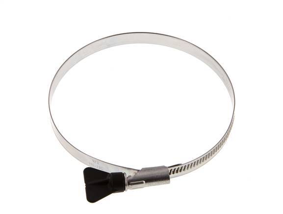 Abrazadera de manguera de 110 - 130 mm con banda de acero inoxidable 304 de 12 mm con mango de mariposa - Norma