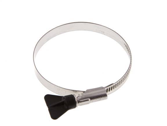 Abrazadera de manguera de 70 - 90 mm con banda de acero inoxidable 304 de 12 mm con mango de mariposa - Norma