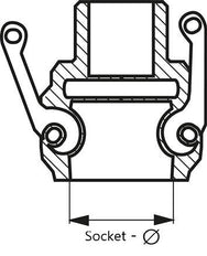 Acoplamiento de acero inoxidable Camlock DN 25 (1'') G 1'' Rosca hembra Tipo D EN 14420-7 (DIN 2828)