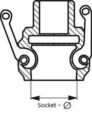 Acoplamiento de aluminio Camlock DN 90 (4'') R 4'' rosca macho tipo B MIL-C-27487
