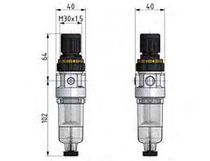 Filter-Regulator G1/8'' 350 l/min 0.5-16.0bar/7-232psi Auto Polycarbonate Standard 0