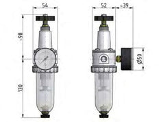 Filter-Regulator G3/8'' 900 l/min 0.1-3.0bar/1-44psi Semi-Auto Polycarbonate Standard 1