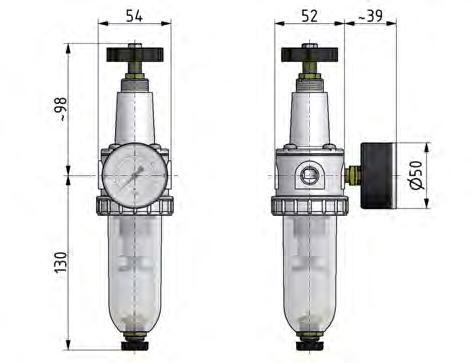 Filter-Regulator G1/4'' 900 l/min 0.2-6.0bar/3-87psi Semi-Auto Polycarbonate Standard 1