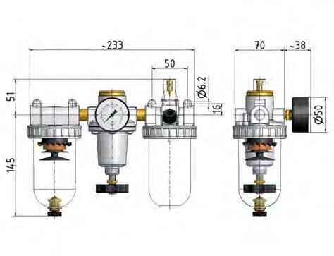 FRL 3-Part G1/2'' 1400 l/min 0.5-10.0bar/7-145psi Semi-Auto Polycarbonate Standard 2