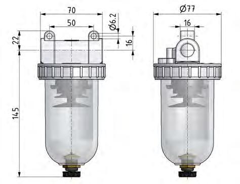 Filter 5microns G3/8'' 3100 l/min Semi-Auto Polycarbonate Standard 2