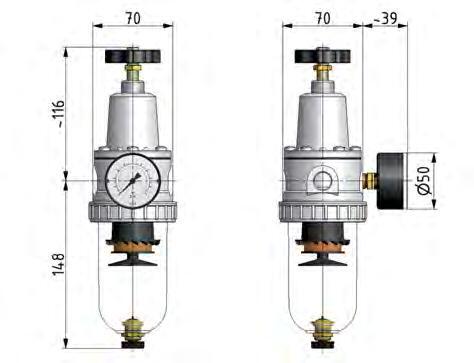Filtro-regulador G1/2'' 1500l/min 0.1-3.0bar/1-44psi Auto (Cerrado sin presión) Metal Estándar 2