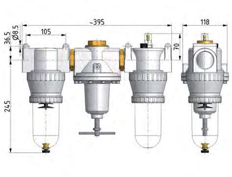 FRL 3-Part G1 1/4'' 4900 l/min 0.5-10.0bar/7-145psi Semi-Auto Metal Standard 5