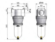 Filter 40microns G1 1/4'' 12500 l/min Auto Protective Cage Polycarbonate Standard 5
