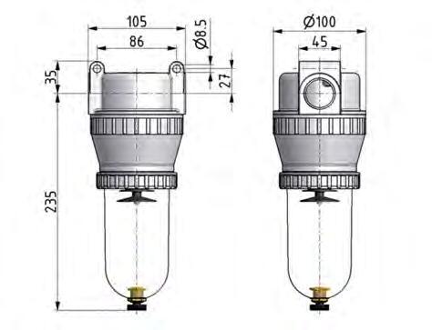 Filtro 5micrones G1'' 12500l/min Auto Policarbonato Estándar 5