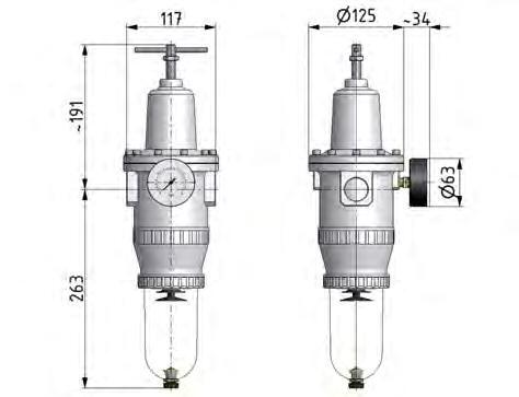 Filter-Regulator G1'' 12000 l/min 0.5-16.0bar/7-232psi Semi-Auto Polycarbonate Standard 5
