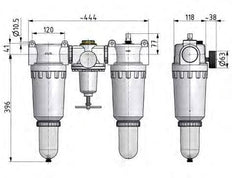 FRL 3-Part G2'' 18500 l/min 0.5-10.0bar/7-145psi Auto Polycarbonate Standard 8