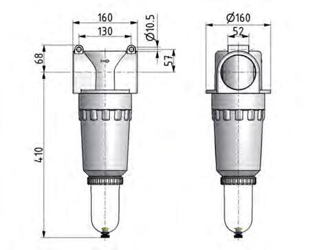 Filter 60microns G2 1/2'' 40000 l/min Semi-Auto Polycarbonate Standard 9