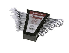 8 - 19mm Gedore Red 8-piece Set of Open End Wrenches With 15 Degrees Angled Box End