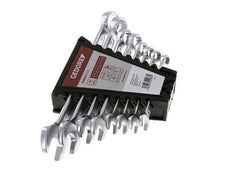 8 - 19mm Gedore Red 8-piece Set of Open End Wrenches With 15 Degrees Angled Box End