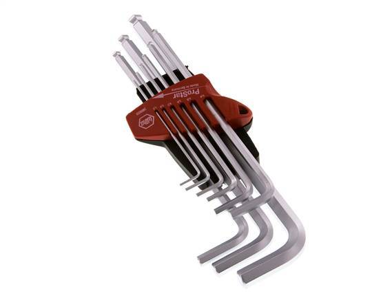 Juego de llaves hexagonales Wiha de 9 piezas de 1,5 a 10 mm con cabeza esférica