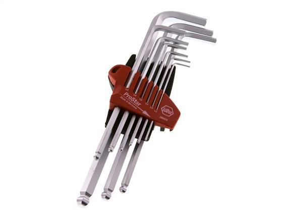 Juego de llaves hexagonales Wiha de 9 piezas de 1,5 a 10 mm con cabeza esférica