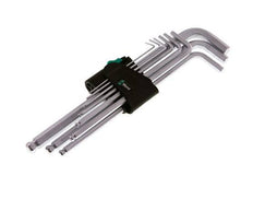 Wera Juego de llaves hexagonales de 9 piezas de 1,5 a 10 mm con cabeza esférica