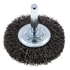Round Brush 50x10 mm 6 mm Shaft Steel Wire 0.3 mm Corrugated