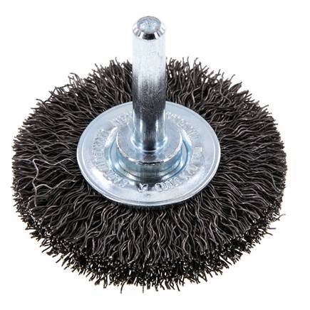 Cepillo redondo 50x10 mm Eje de 6 mm Alambre de acero 0,3 mm Corrugado